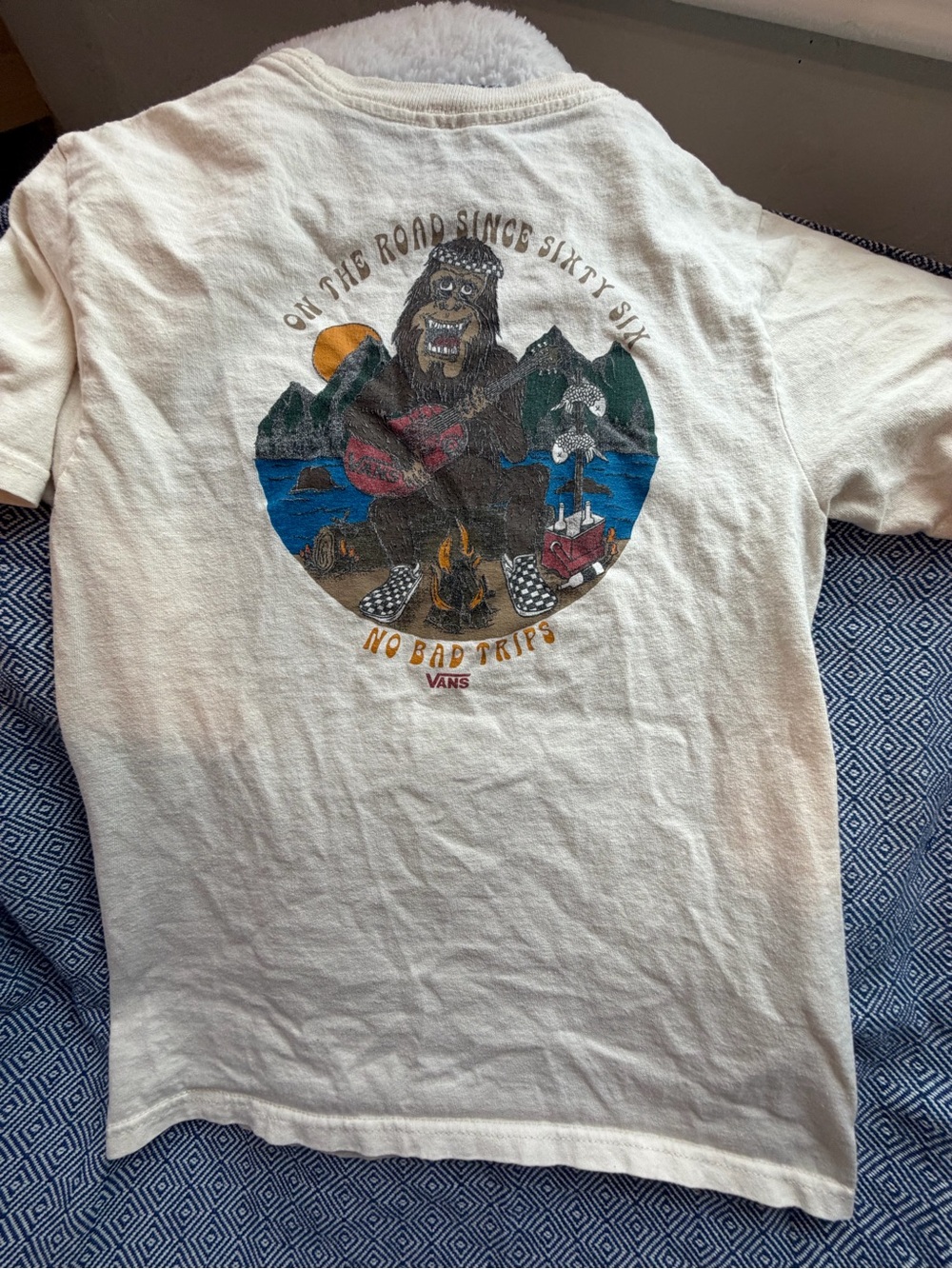 Vans Cream Short-Sleeve Graphic Tee with Multicolor Camp Illustration